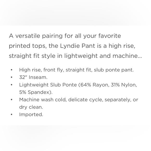 NWT $198 Lilly Pulitzer Lyndie High Rise 32" Coconut Pants Winter White Size 8 - Picture 6 of 13